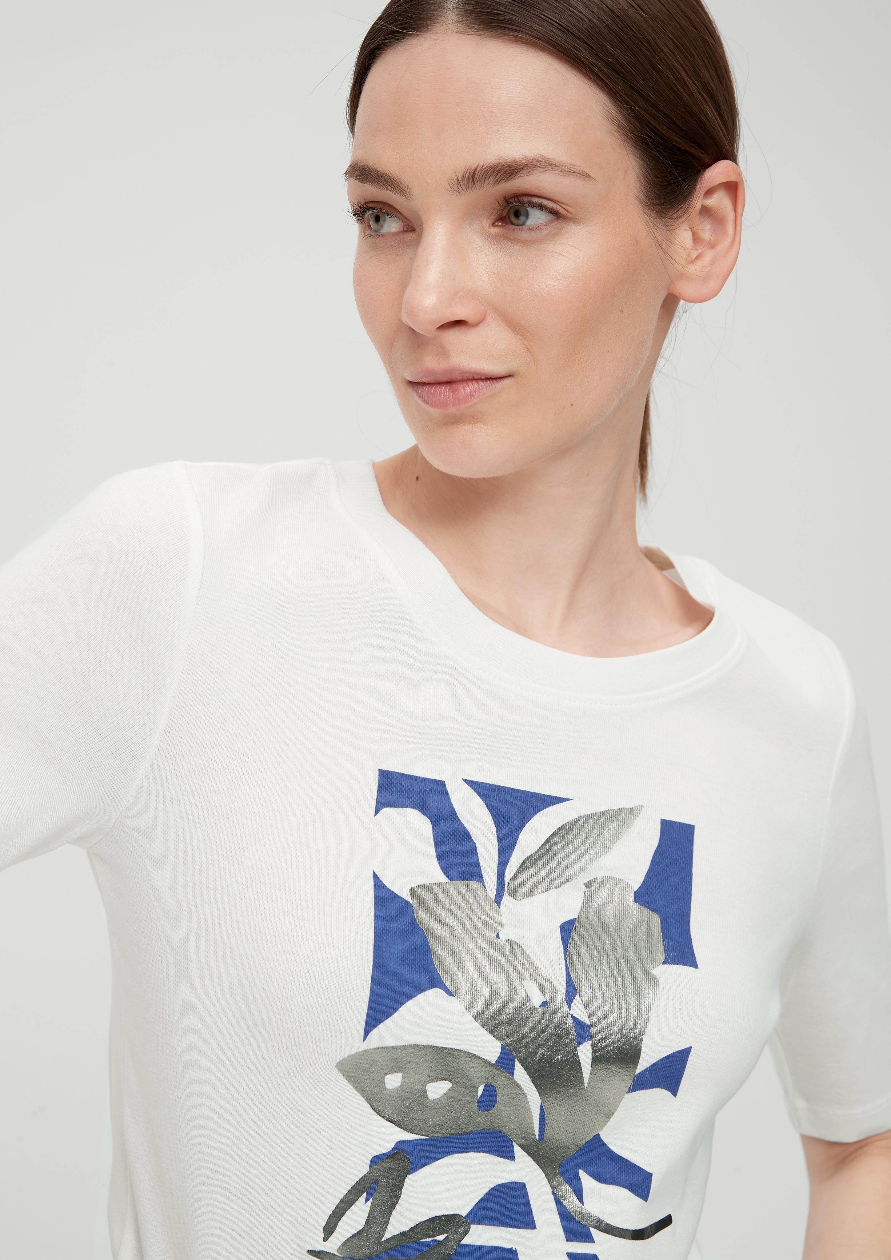 Baumwollshirt mit glänzendem Frontprint  2133065-02D1