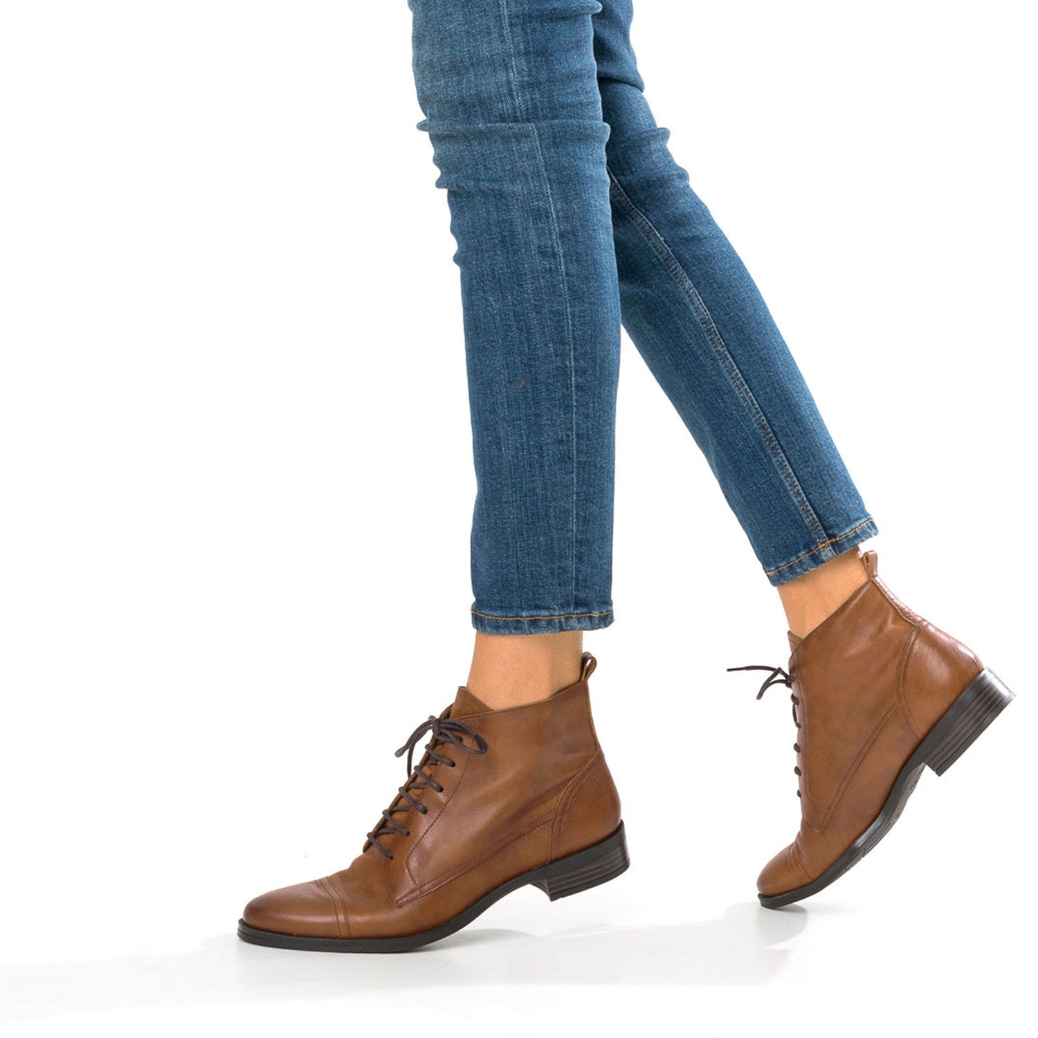 Bottine ERAM FLEX cognac en cuir éco-conçu