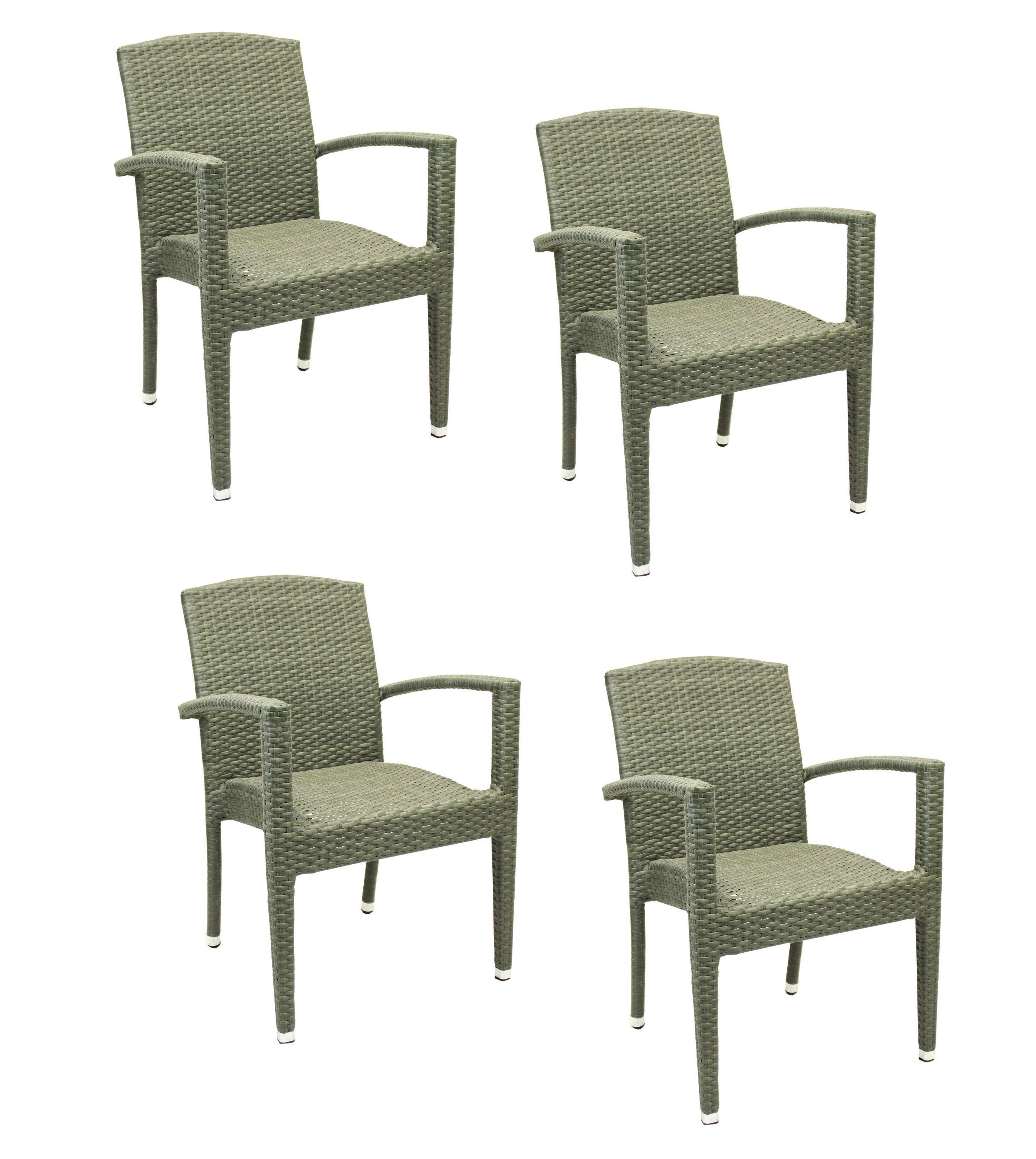 Konway Stapelstuhl MAUI (4 St), 4x KONWAY® MAUI Stapelsessel Quarz Premium Polyrattan Sessel