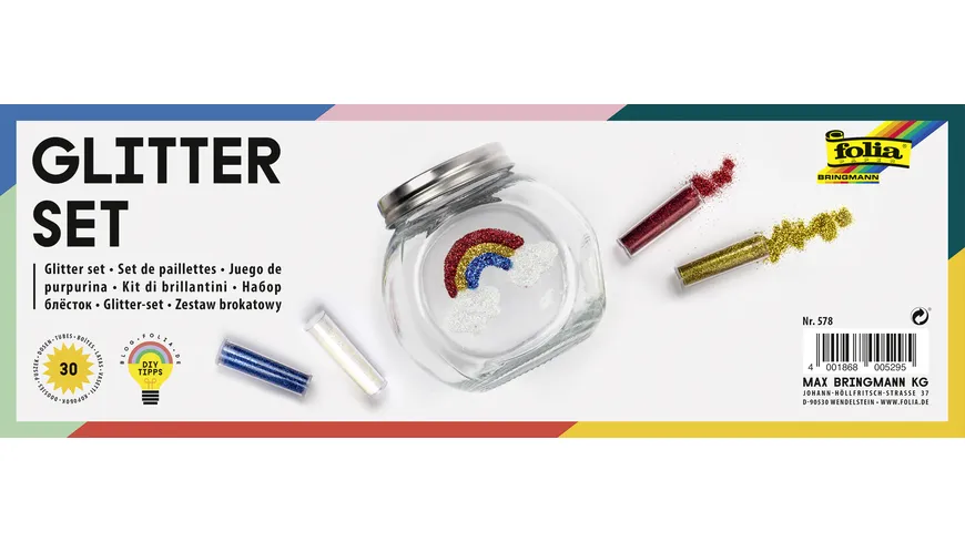 folia Glitter-Set 30 Dosen mehrfarbig