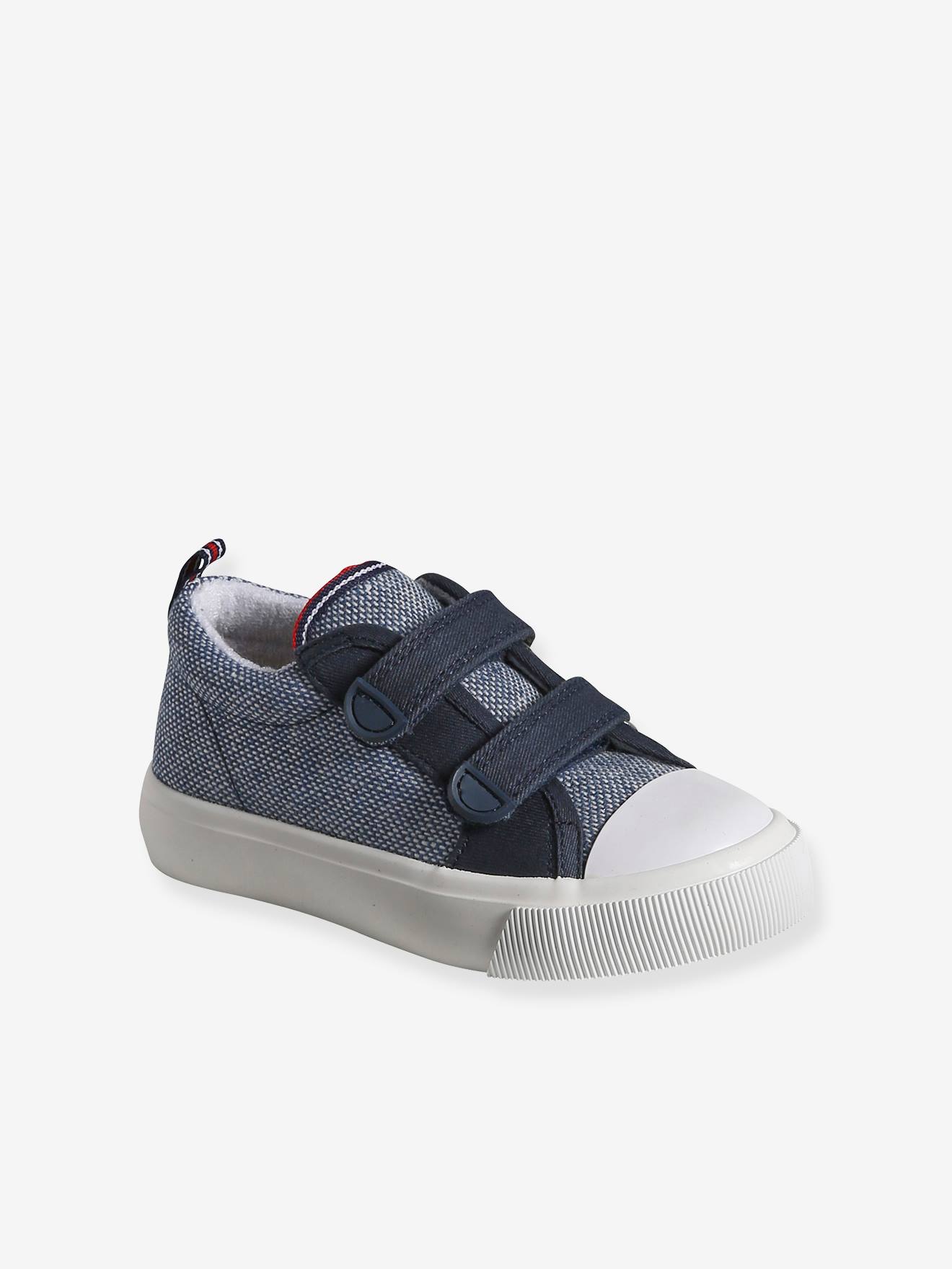 Vertbaudet Kinder Stoff-Sneakers mit Klett und Anziehtrick - set blau