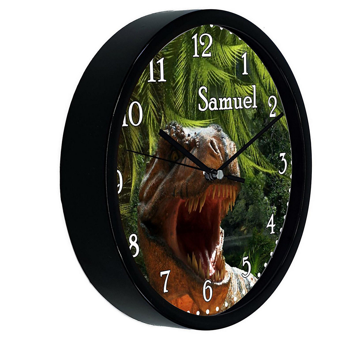 Kinder Wanduhr personalisiert mit Name T-Rex