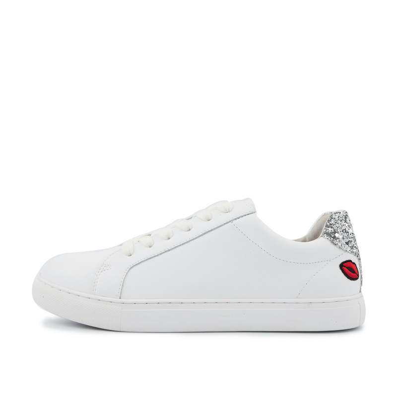 Baskets en cuir Simone petit amour glitter argent