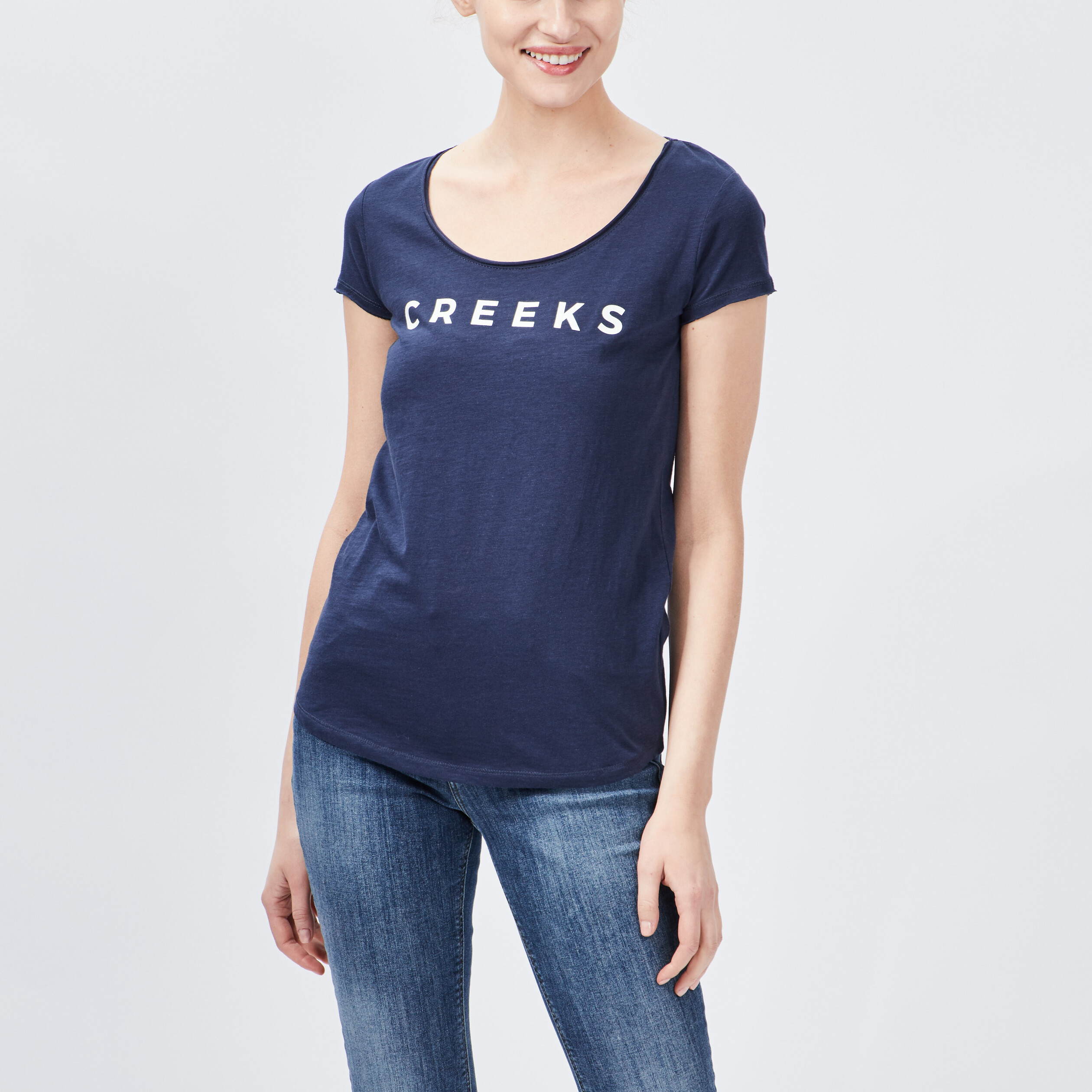 T-shirt manches courtes Creeks bleu marine femme | La Halle