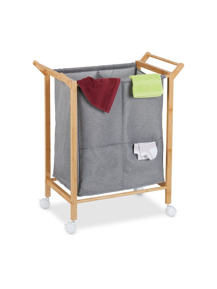 relaxdays Wäschekorb in Natur/ Grau - (B)65 x (H)76 x (T)35 cm günstig kaufen onesize