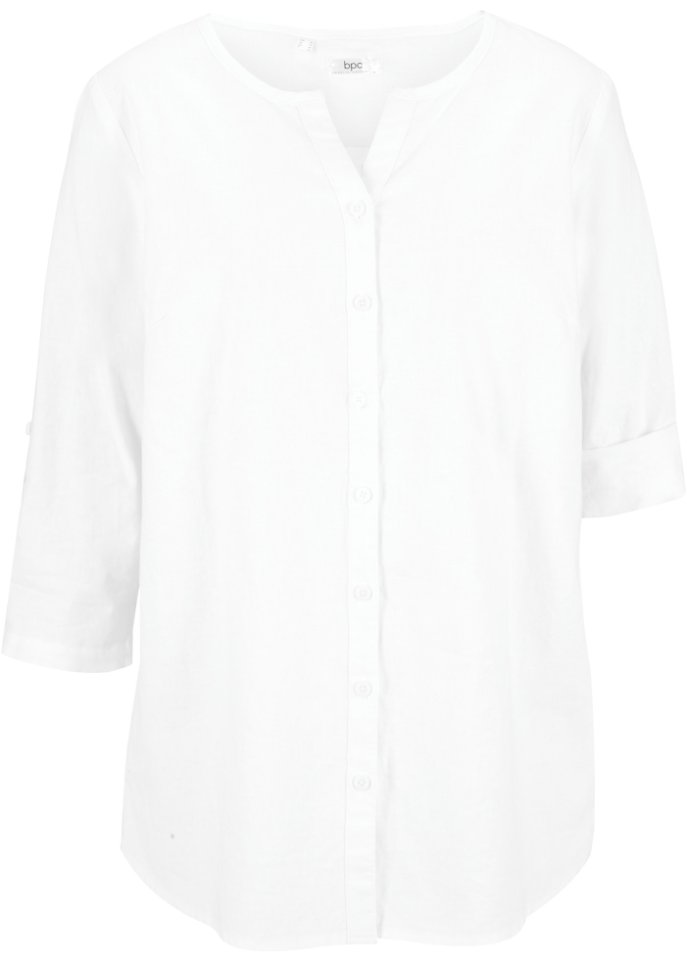 Bluse mit Leinen, 3/4 Arm