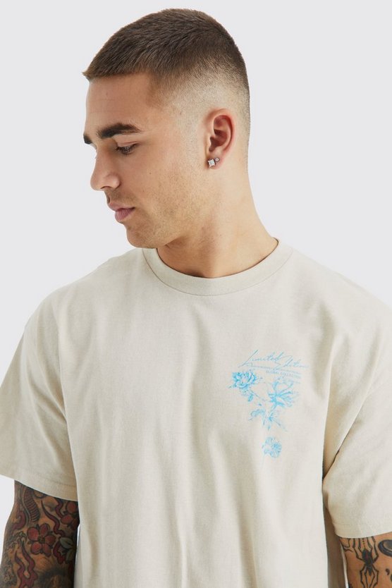 Oversize Worldwide T-Shirt mit floralem Print