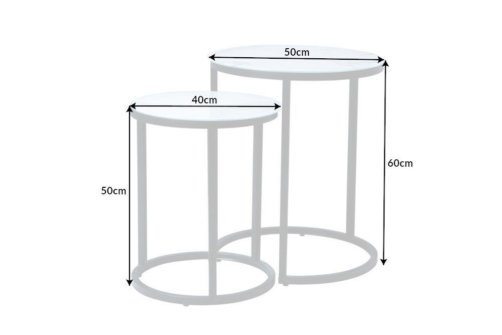 riess-ambiente Beistelltisch ELEGANCE 50cm weiß / schwarz (Set, 2-St), Wohnzimmer · Kristallglas · Metall · rund · Marmor-Dekor · Barock