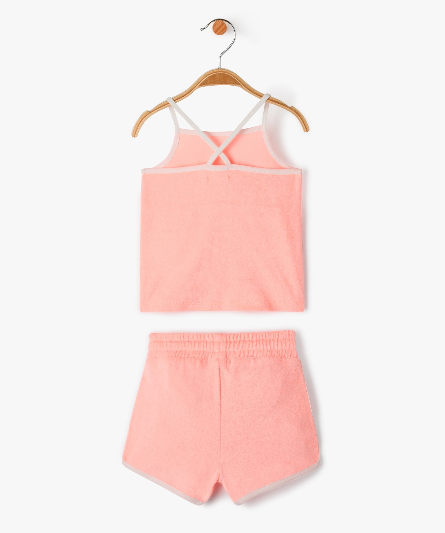 Ensemble bébé fille 2 pièces : short + débardeur en éponge rose | GEMO