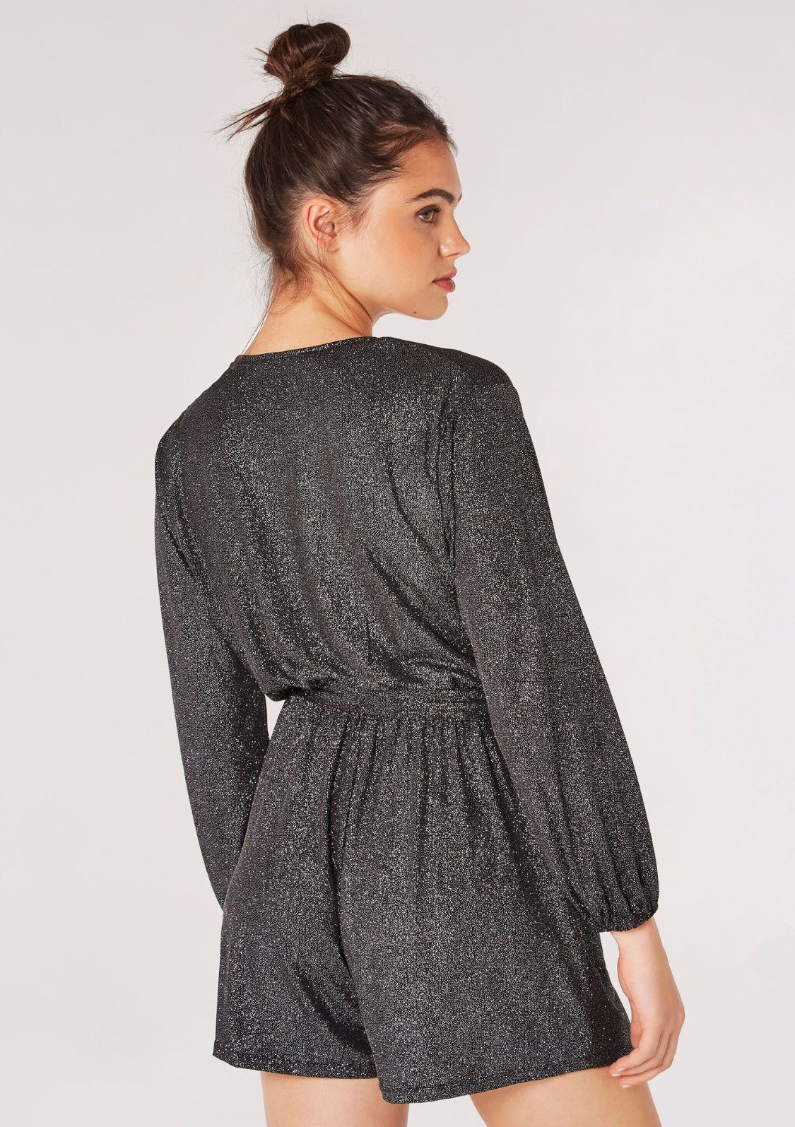 Apricot Playsuit Glitter Wrap Playsuit (2-tlg., mit Bindeband) in Glitzeroptik
