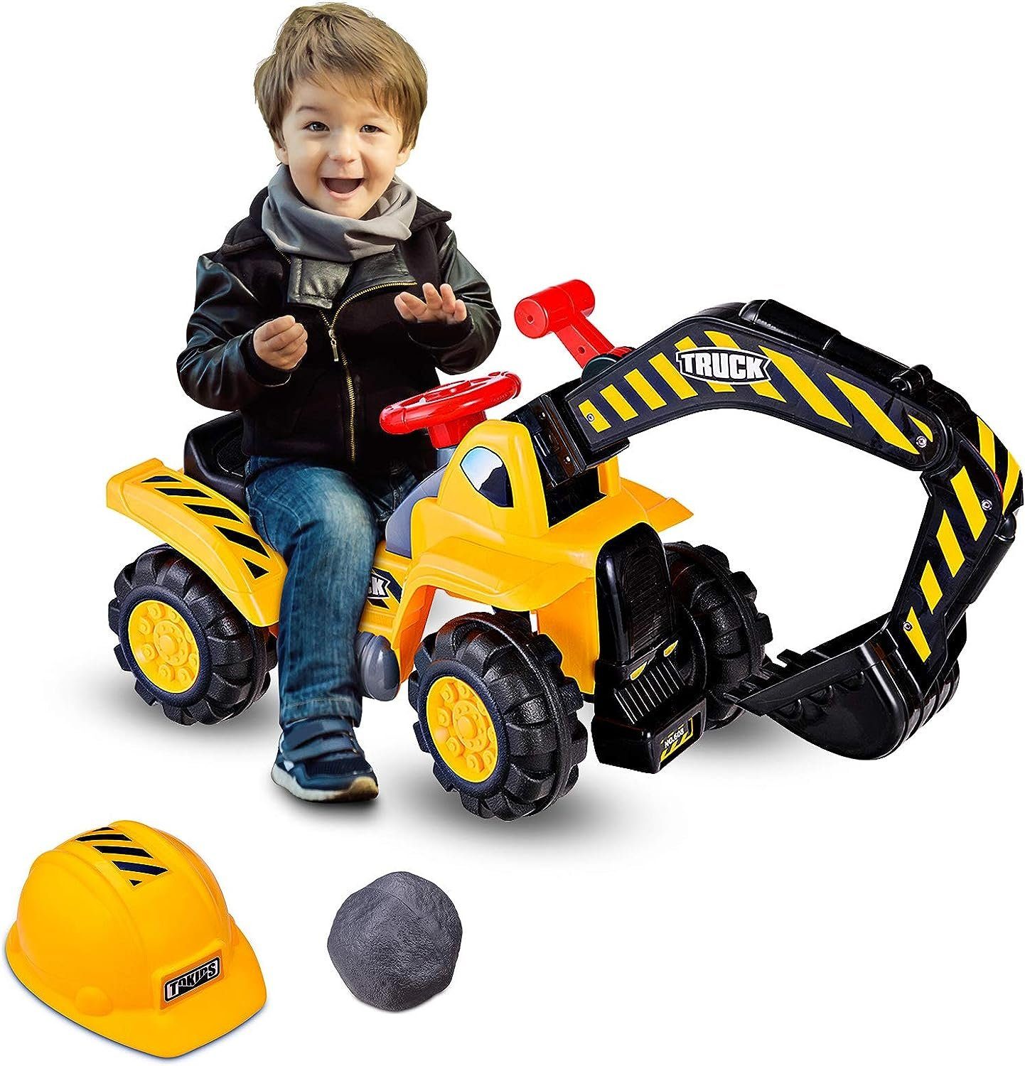 KOMFOTTEU Spiel, Kinderbagger, mit LED-Licht & Musik, für Kinder ab 3 Jahre