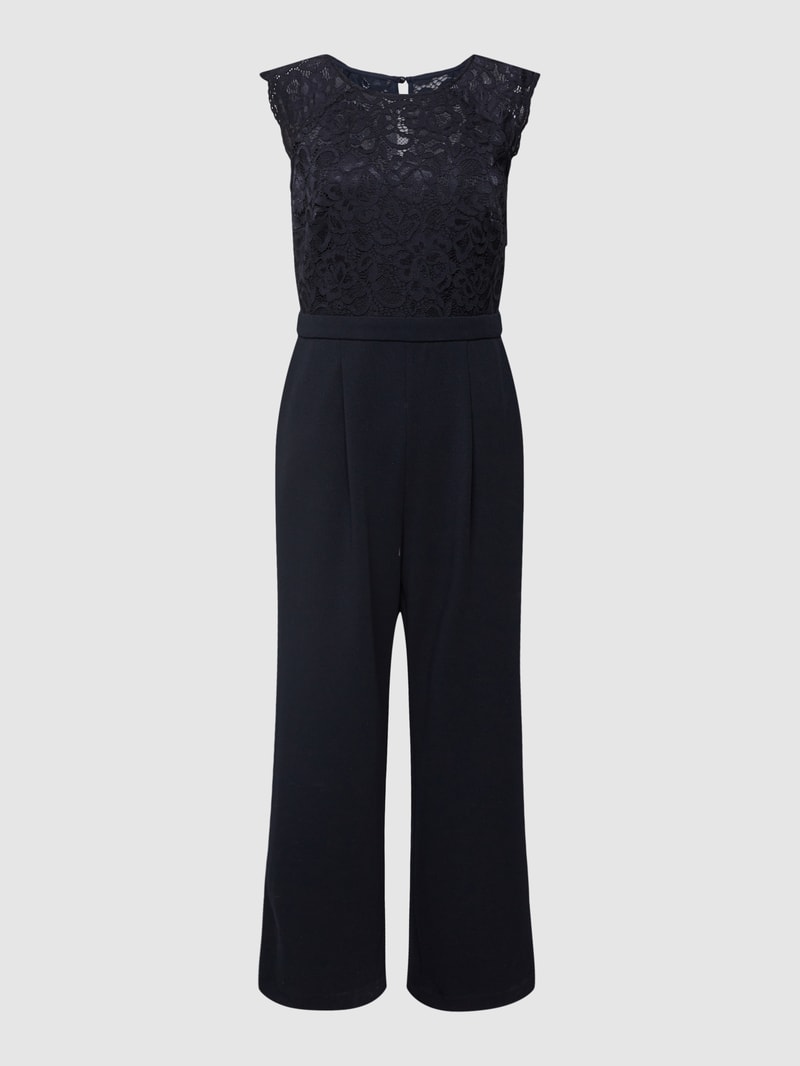 Jumpsuit aus Spitze in marineblau meliert