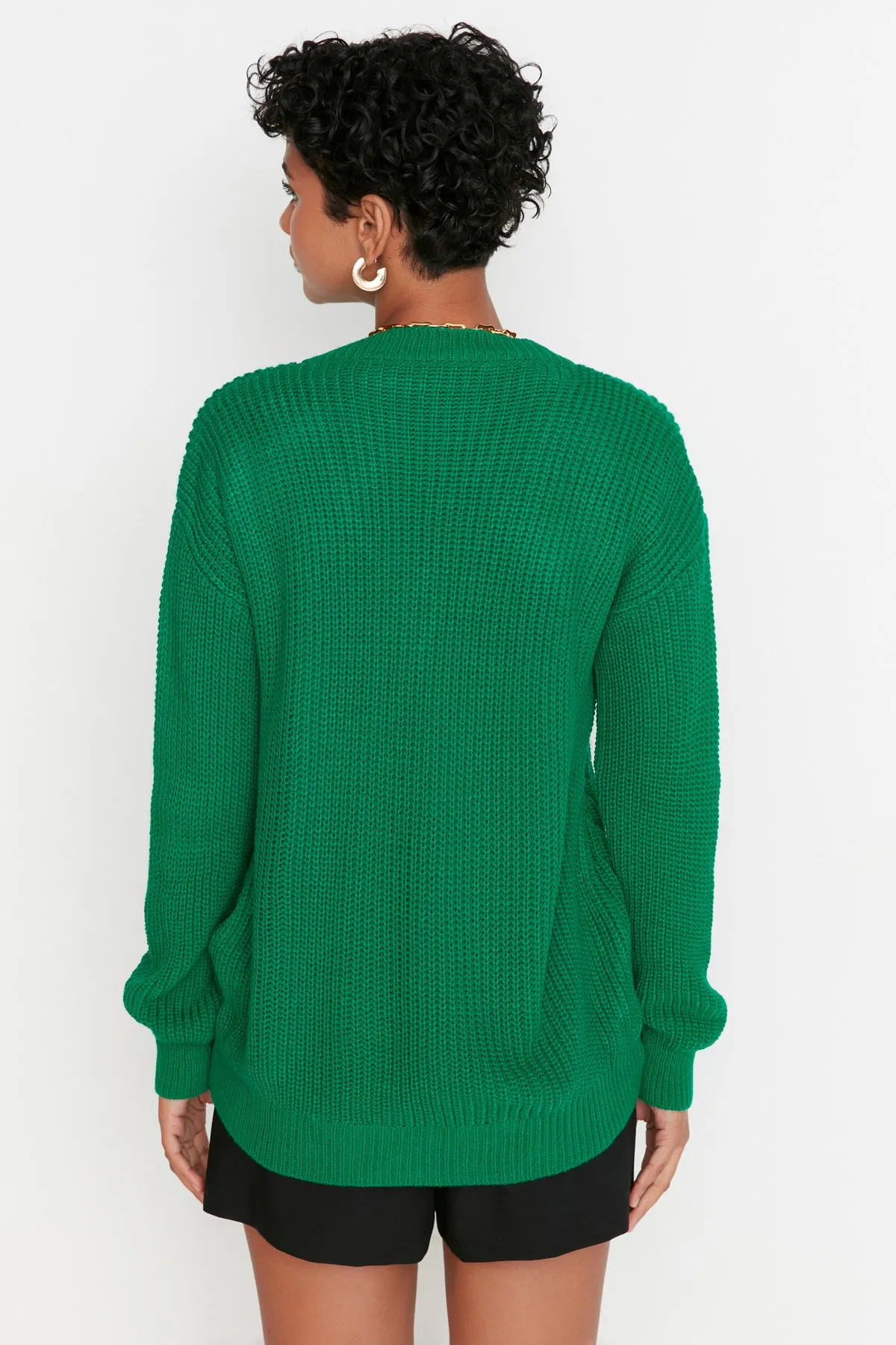 Trendyol Collection  Smaragdgrüner Strickpullover mit Lochmuster TWOAW21KZ0690