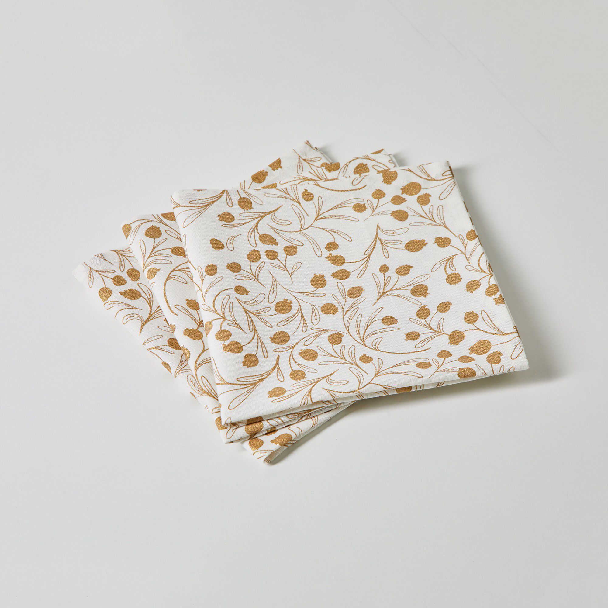 Nappe imprimée petites feuilles coloris doré
