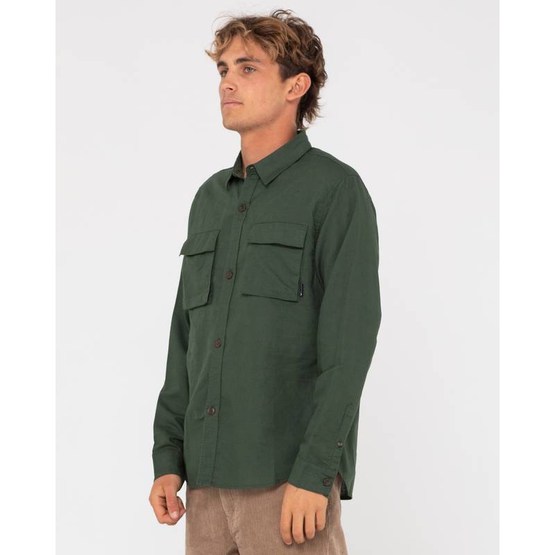 RUSTY LINEN WORKWEAR LONG SLEEVE SHIRT Langarmhemd Herren
