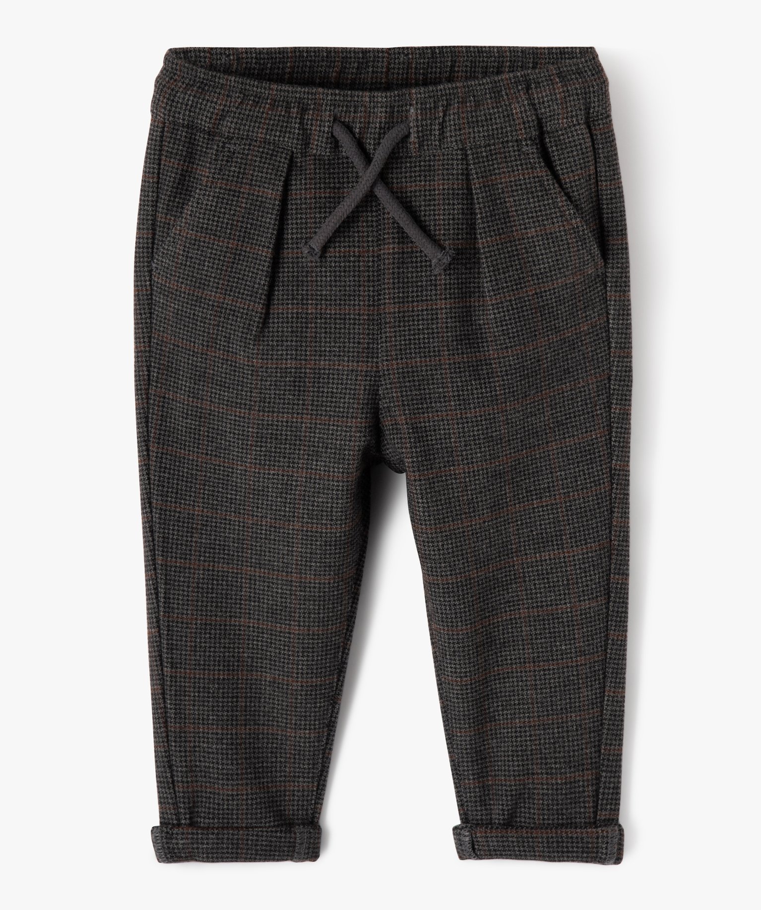 Pantalon carotte à motif pied-de-poule bébé Garçon gris | GEMO