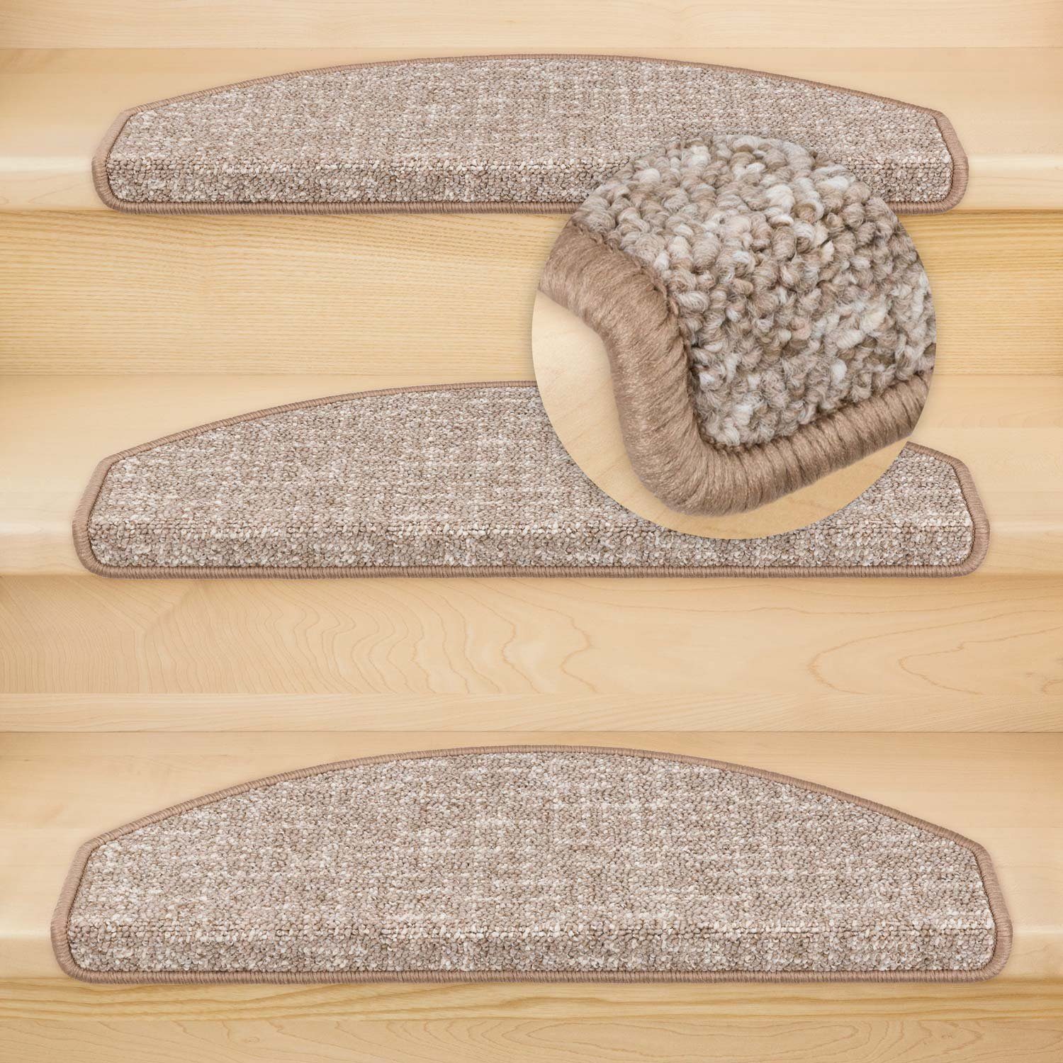 Stufenmatte Stufenmatten Sonate Halbrund Einzeln und SparSet's, Metzker®, halbrund, Höhe: 7 mm, 15 Stück im Set - Beige