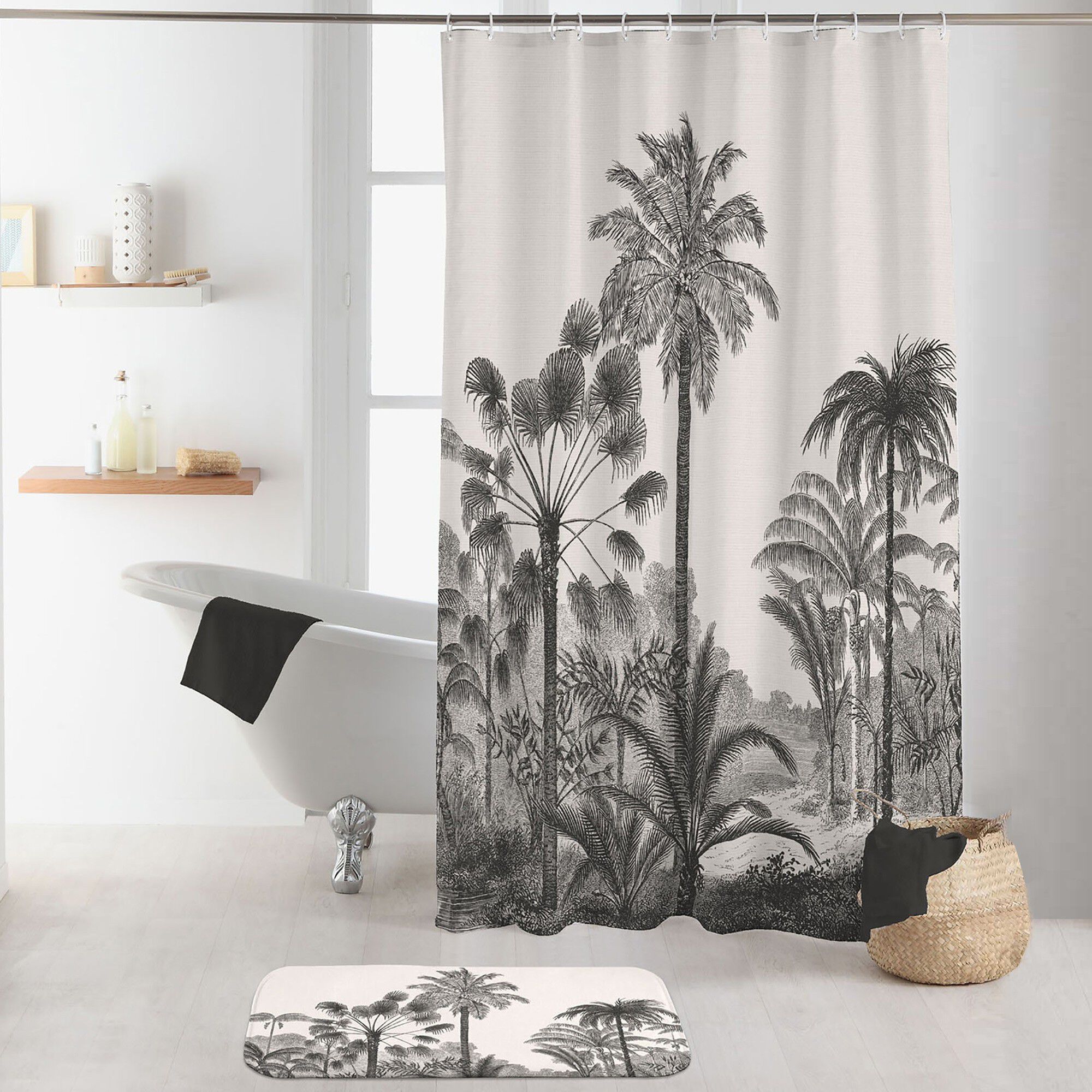 Rideau de douche imprimé cocotiers