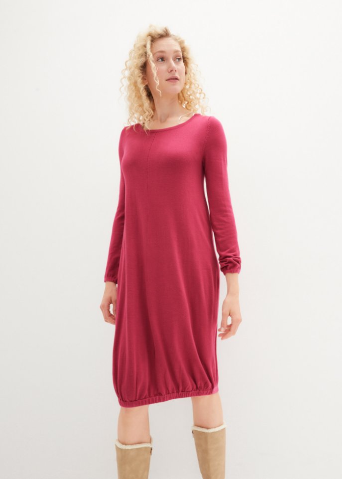 Feinstrickkleid in O-Silhouette, knieumspielend