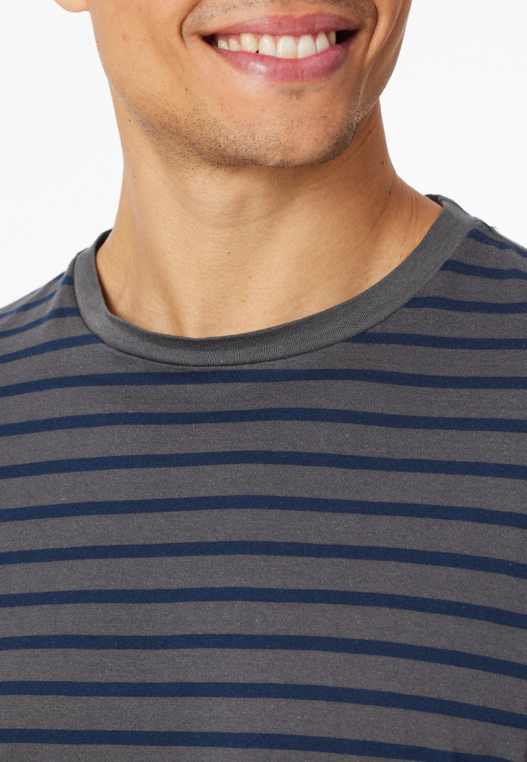 Schlafanzug kurz Streifen anthrazit - Casual Essentials