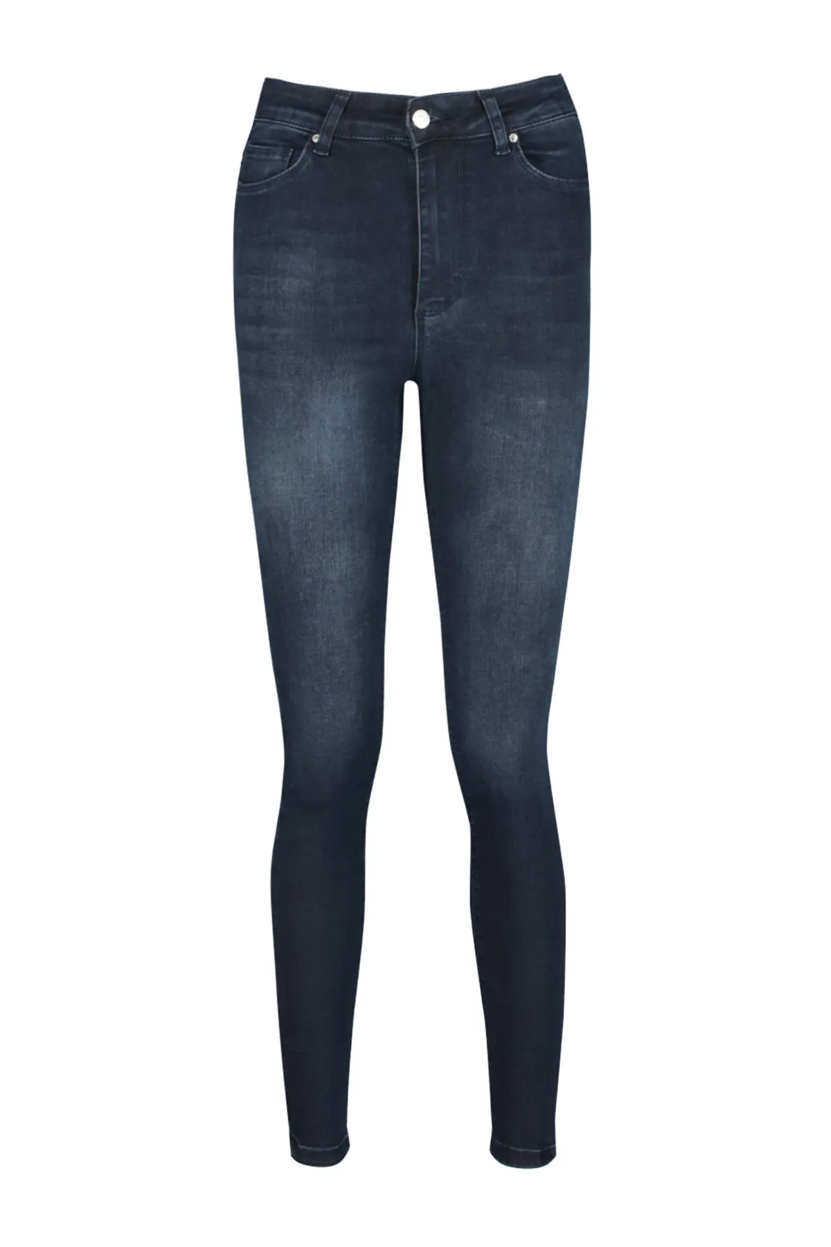 Trendyol Collection  Marineblaue Skinny Jeans mit hoher Taille TWOAW24JE00066