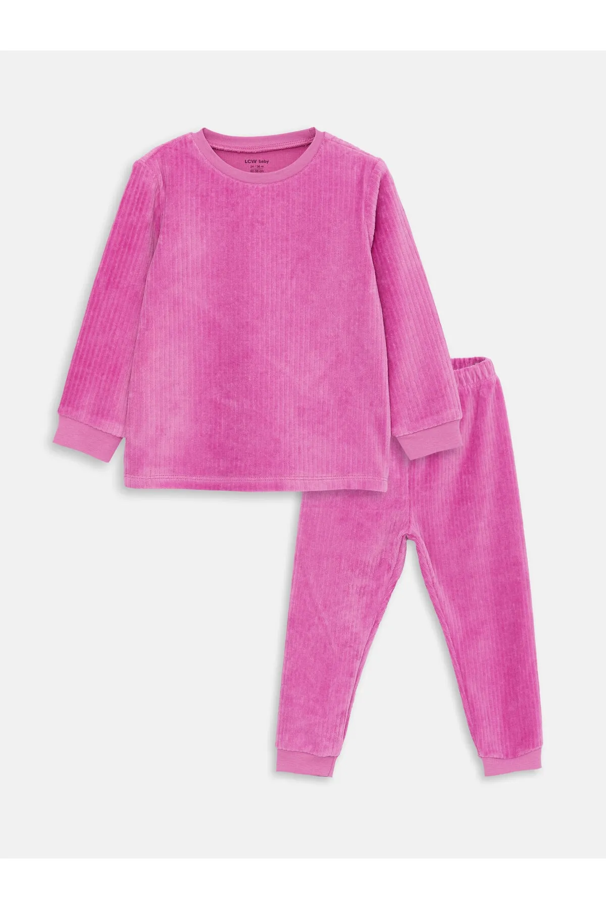 LC Waikiki  Langarm-Pyjama-Set aus Samt für Babys mit Rundhalsausschnitt
