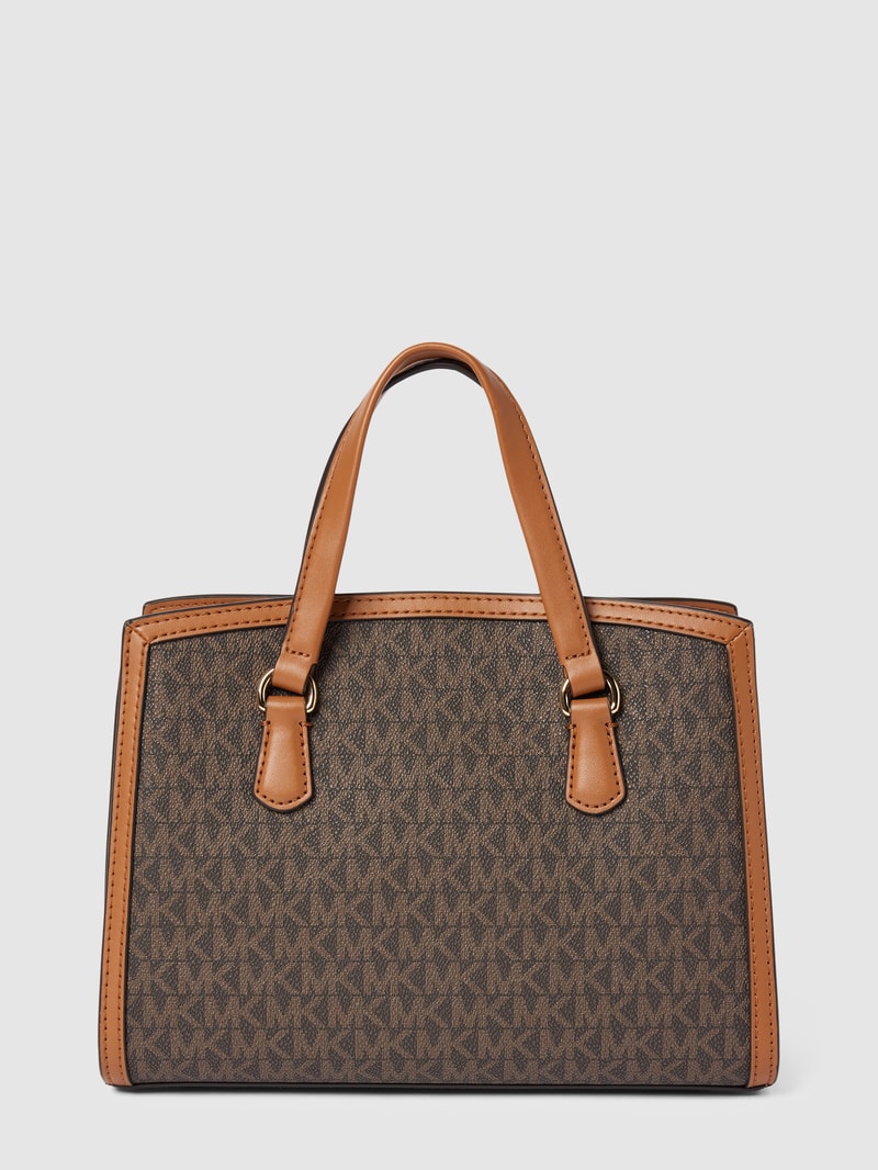 Handtasche mit Allover-Logo Modell 'CHANTAL' in mittelbraun