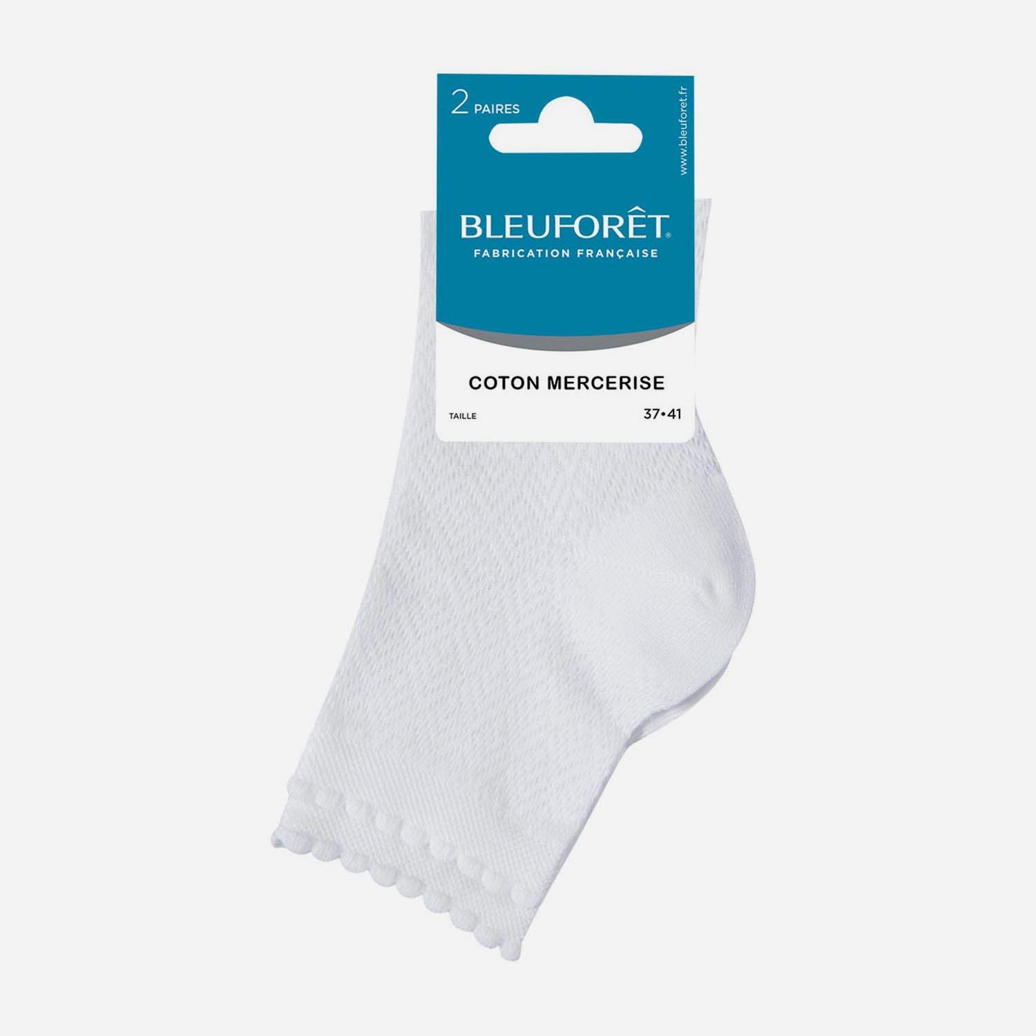 2 paires de chaussettes BLEUFORET blanc à ajourés chevrons Pointure 37-41
