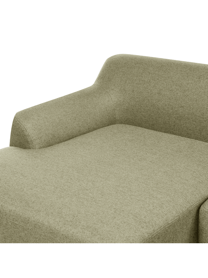 Beliani Ecksofa SOSJO in Grün/Heller Holzfarbton - (W) 251 x (H) 74 x (L) 132 cm günstig kaufen onesize