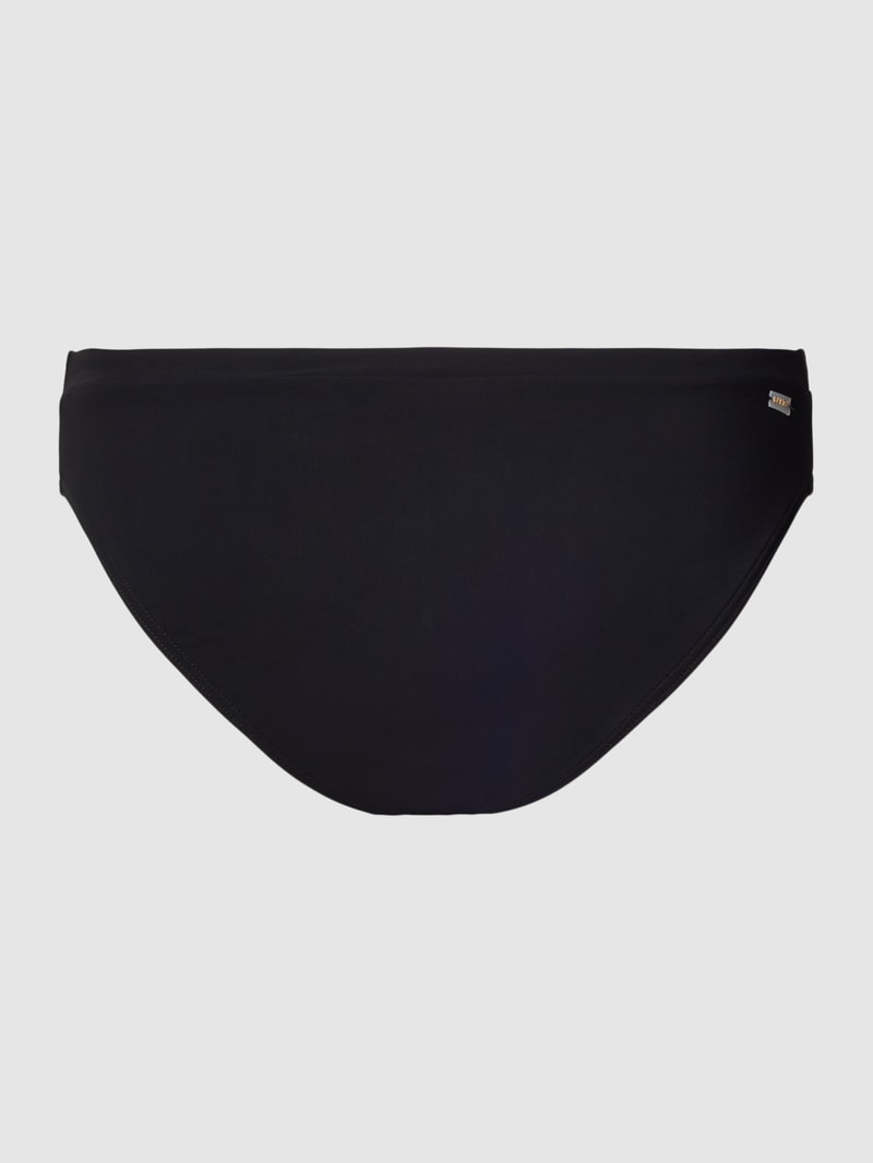 Bikini-Hose mit Label-Applikation Modell 'SOLID' in schwarz