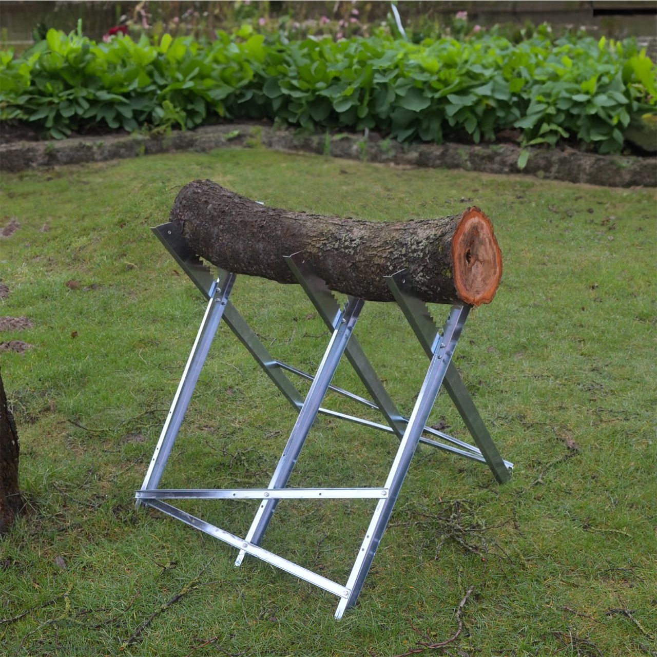 TroniTechnik GARMIO® Sägebock Holzsägebock klappbar, silber 150kg, verzinkt zusammenklappbar
