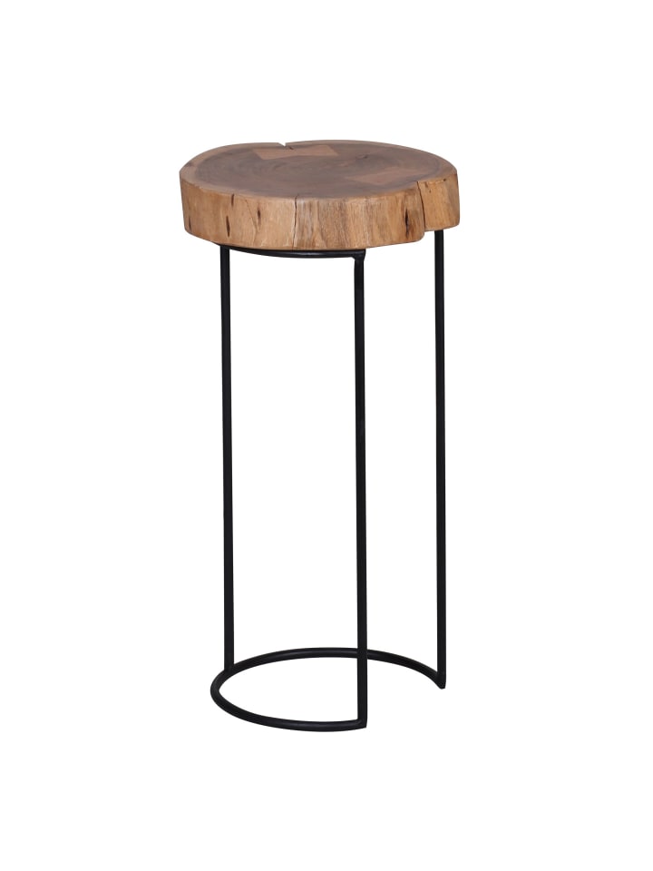 KADIMA DESIGN Beistelltisch AKOLA Massiv-Holz Wohnzimmer-Tisch Metallbeine in Akazie günstig kaufen