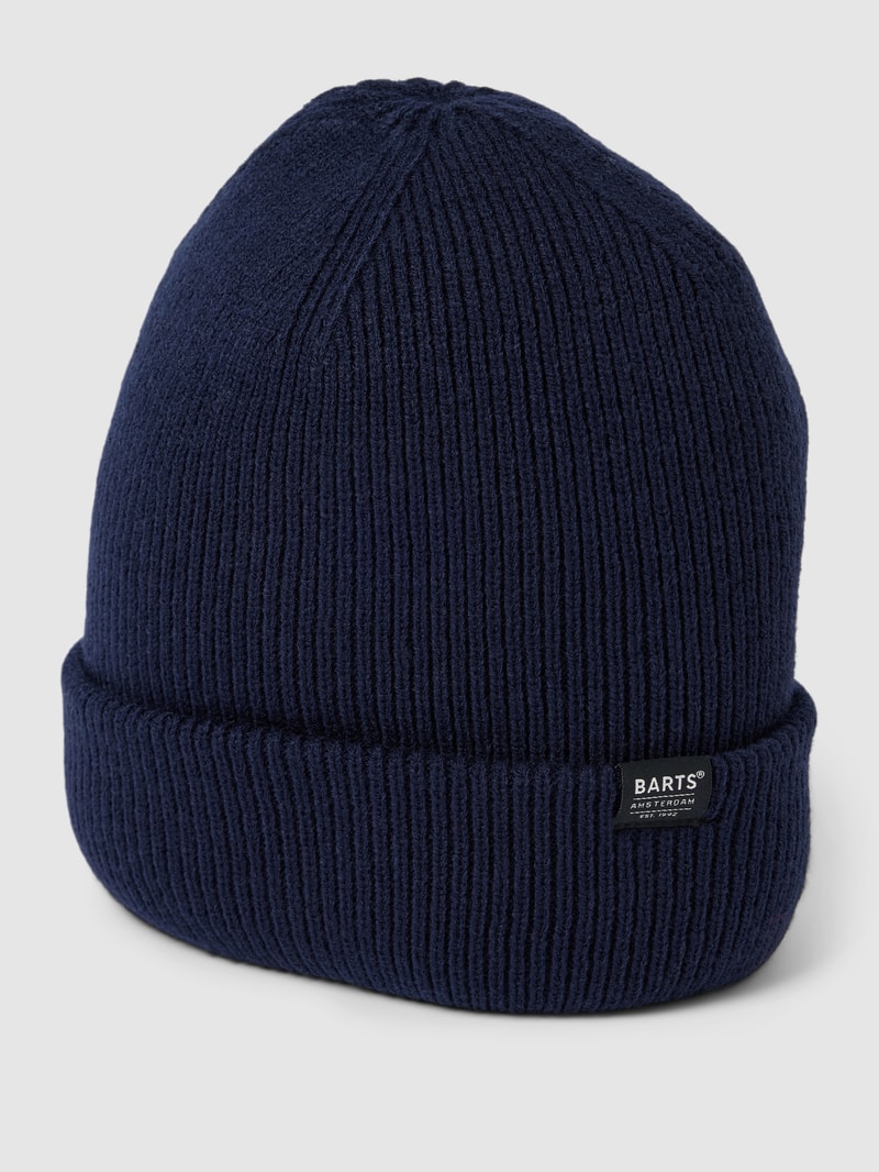 Beanie mit Label-Detail Modell 'KINABALU' in dunkelblau