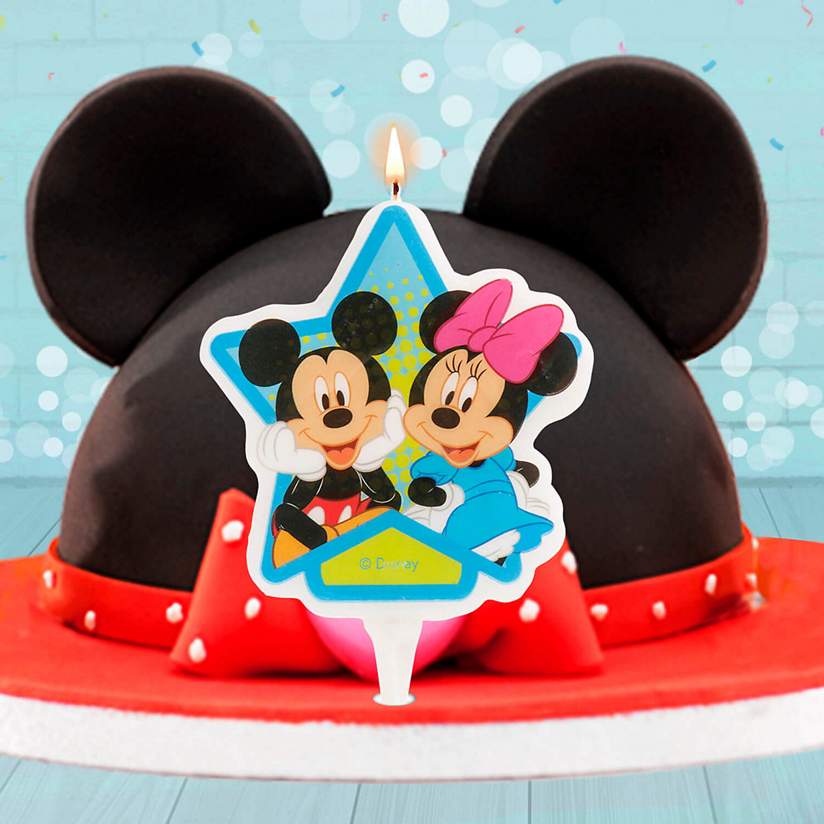 Geburtstagskerze mit   Mickey und Minnie Mouse, 7.5cm, Tortendeko Kindergeburtstag