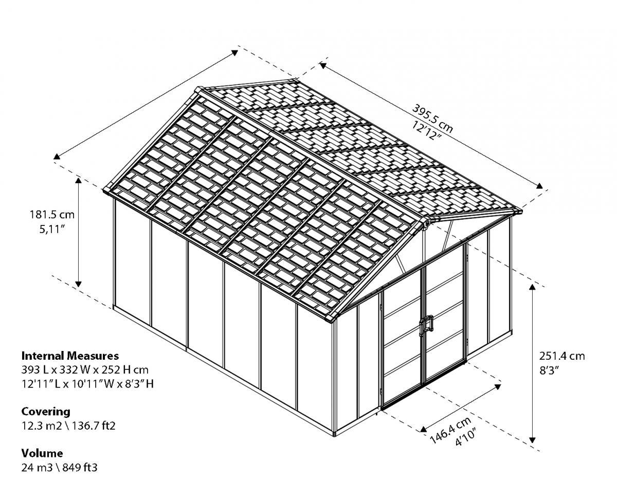 Canopia by Palram Yukon 10mm Gerätehaus 3,93x3,32m ohne Boden