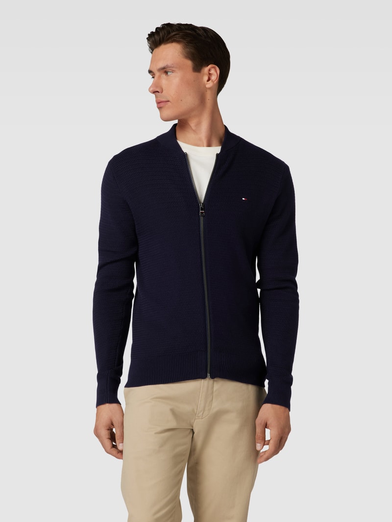 Strickjacke mit Label-Stitching in marineblau