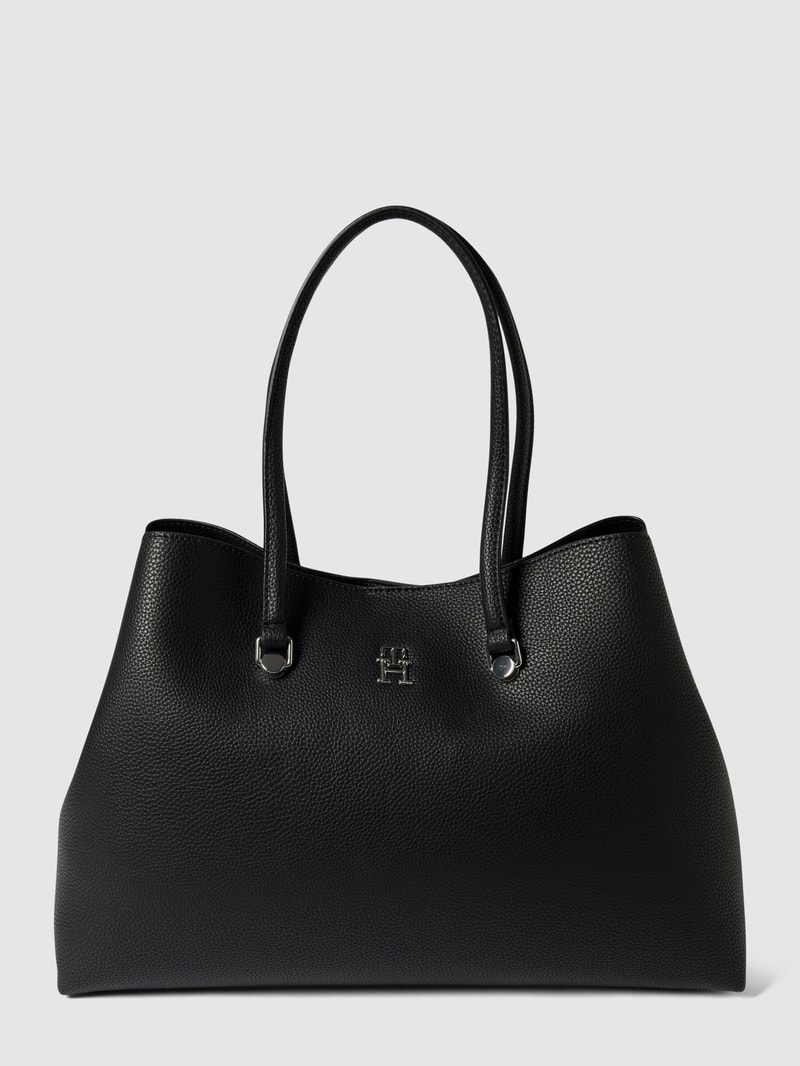 Shopper mit Label-Applikation in schwarz