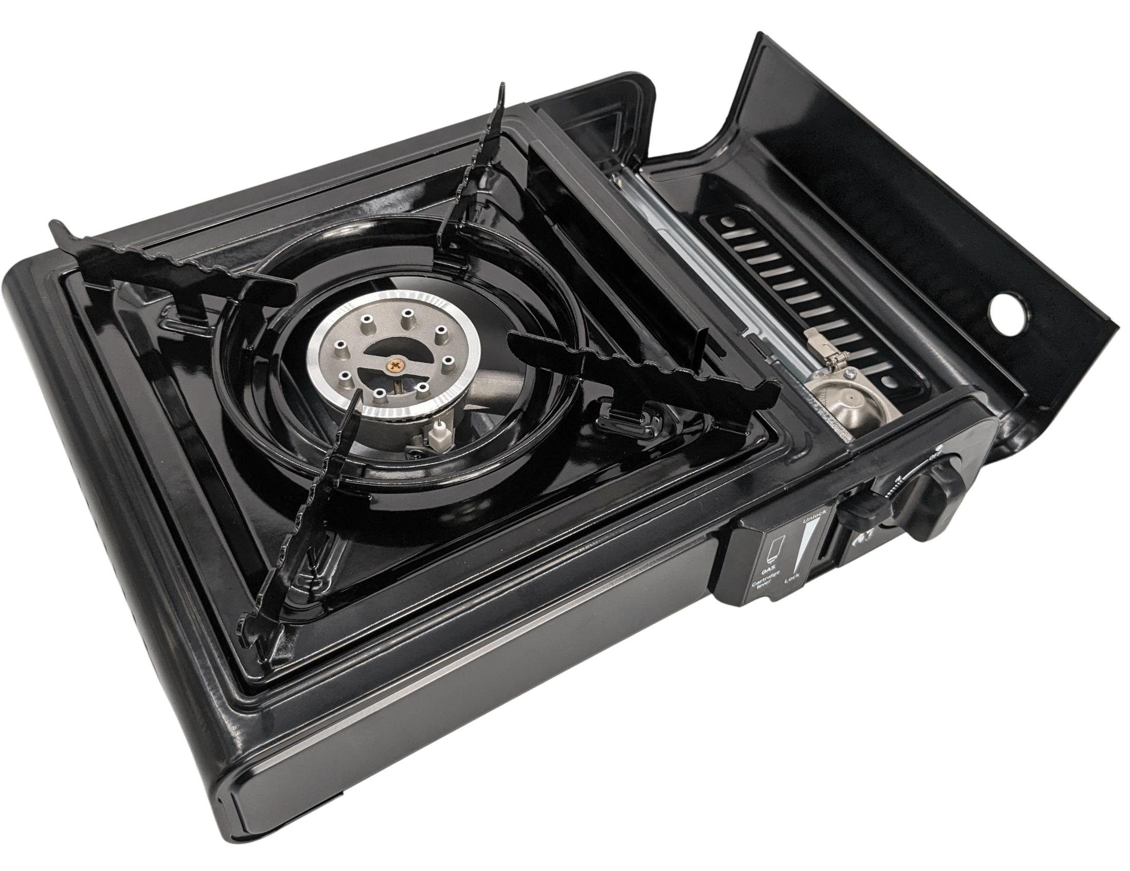 Morleos Gaskocher Campingkocher Gaskocher Outdoor Camping Piezo Kocher + 8x Gaskartusche, (2,2KW Kocher + Gas)