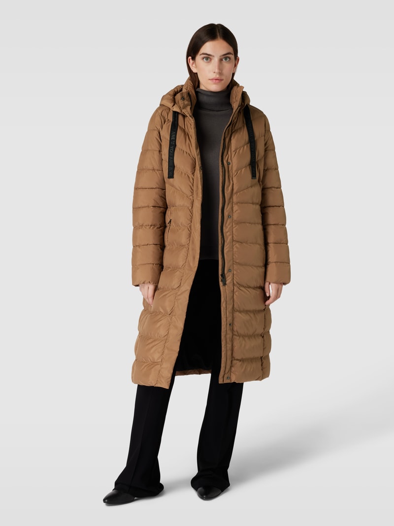 Steppmantel mit abnehmbarer Kapuze in taupe