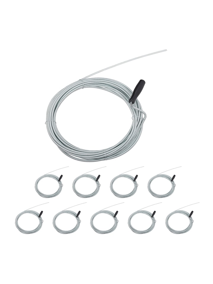 relaxdays 10x Rohrreinigungsspirale in Silber günstig kaufen onesize