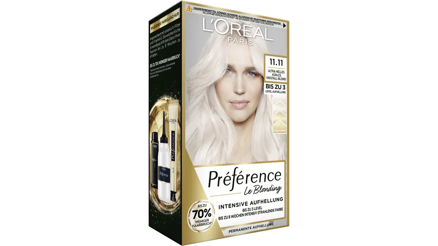 L'Oréal Paris Coloration Préférence 11.11 ultra-helles kühles Kristall-blond