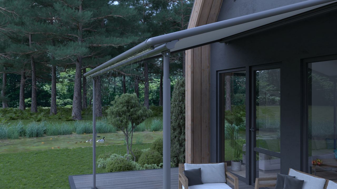 Spettmann Pergola-Markise FLEX, Gestell anthrazit, Uni beige,  400x300cm mit Funkmotor, LED-Beleuchtung