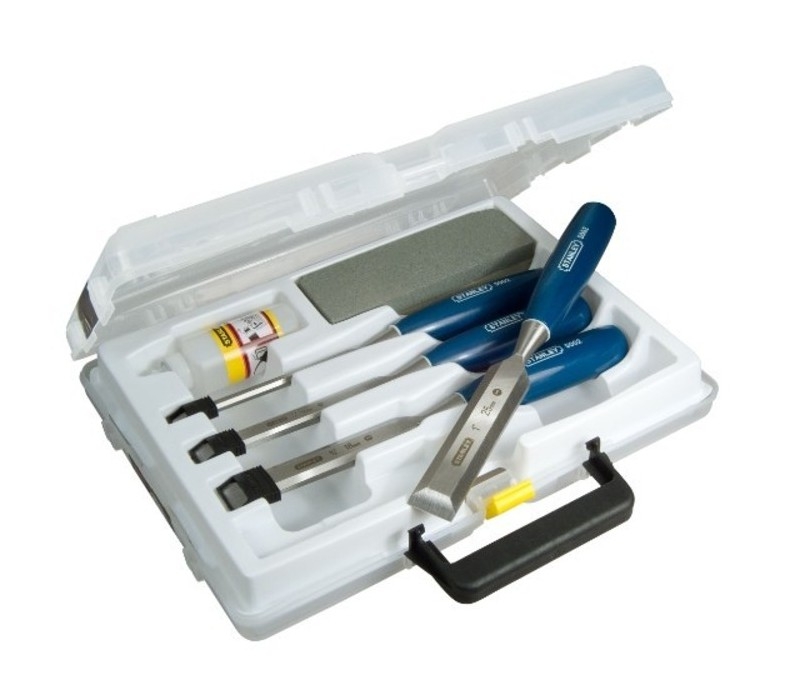 Stanley 0-16-130 medienos kaltų rinkinys, 6 dalys (6, 12, 18, 25 mm + alyva ir galandimo akmuo)