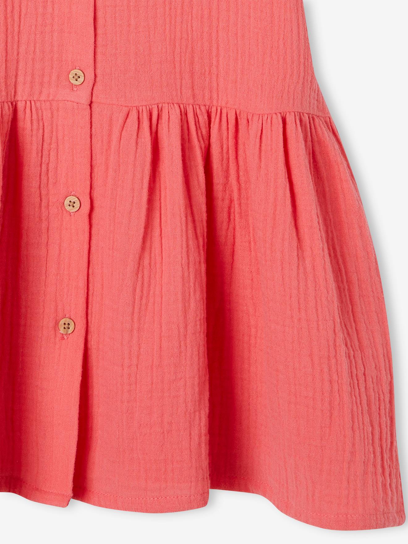 Vertbaudet Mädchen Kleid mit Knopfleiste - rot