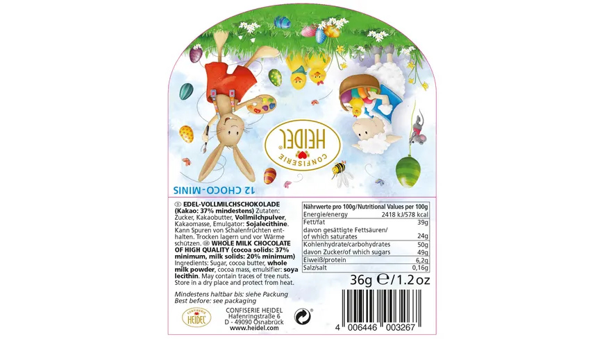 Heidel Mini Schokotafeln Ostergrüße 36 g