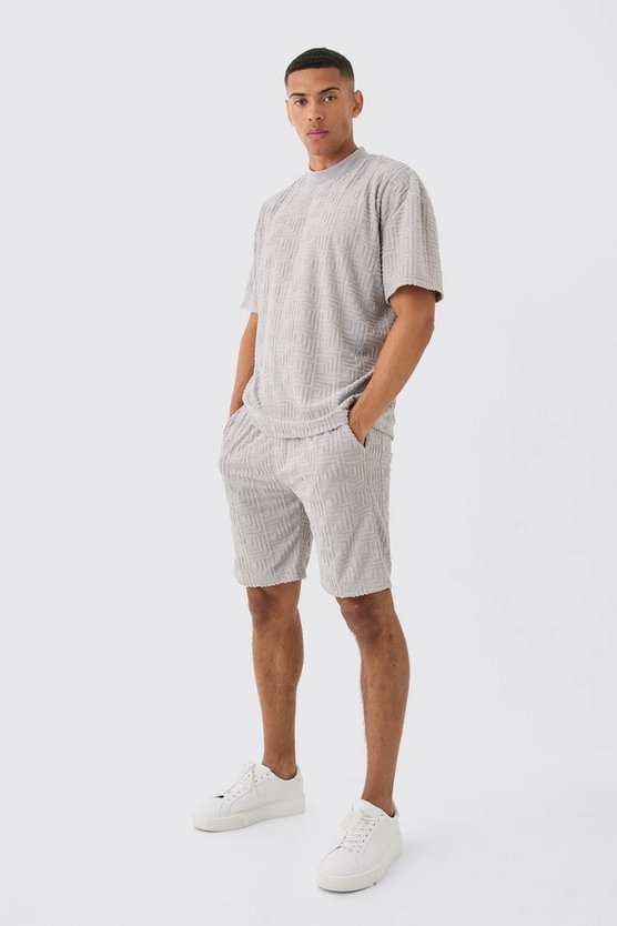 Lockere Jacquard Frottee-Shorts
