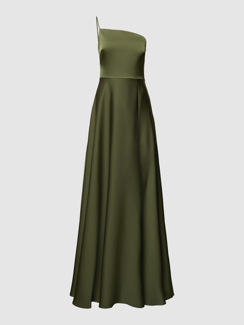 Abendkleid mit One-Shoulder-Träger Modell 'VENISHIA' in olivgrün