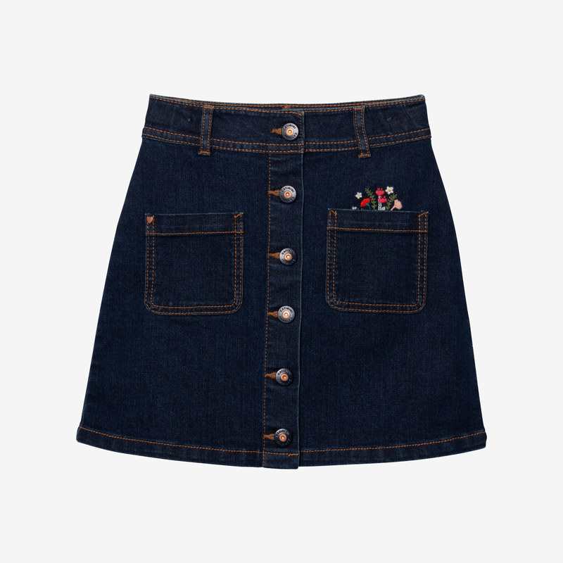 Jupe en jean fille brodée bleue Catimini
