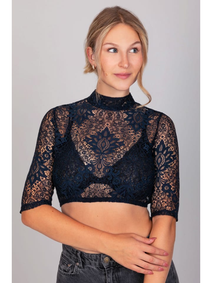 Edelnice Dirndlbluse Sissi Marineblau in blau günstig kaufen
