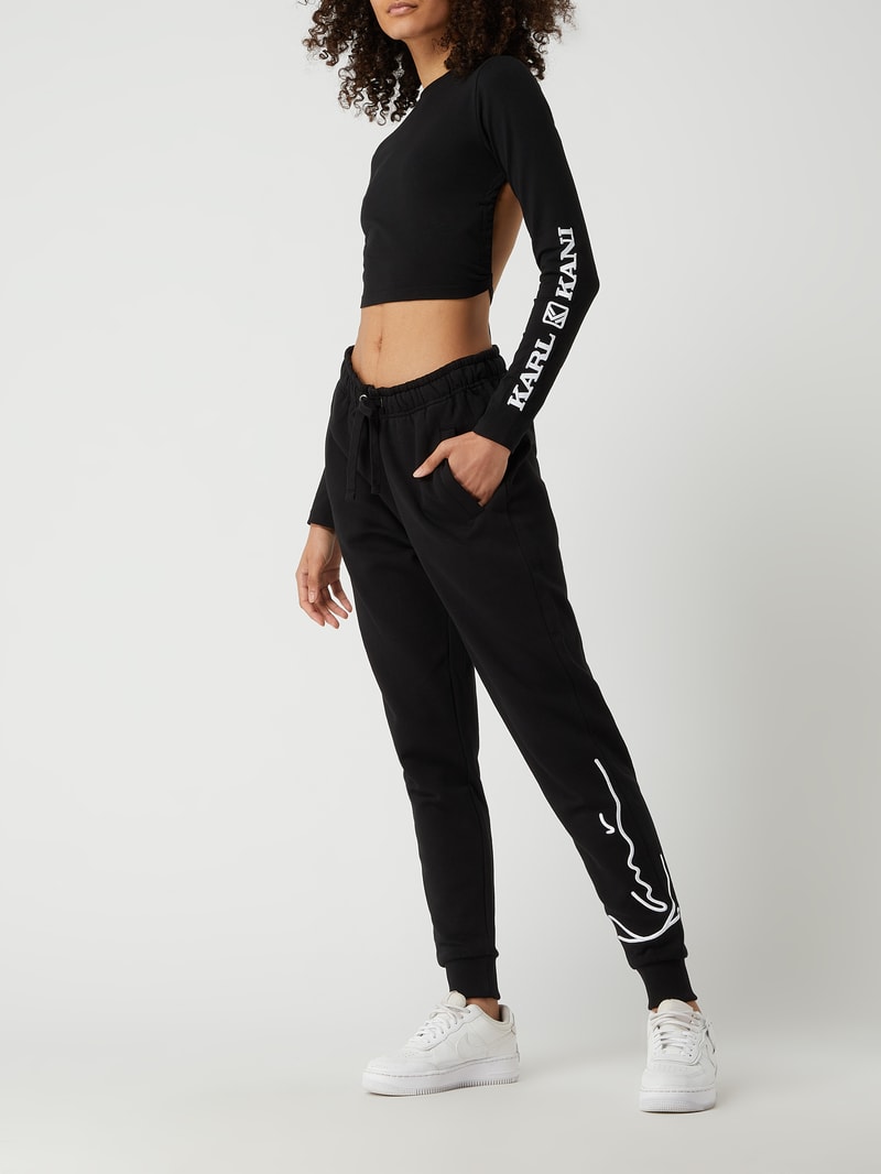 Cropped Longsleeve mit Schnürung  in schwarz